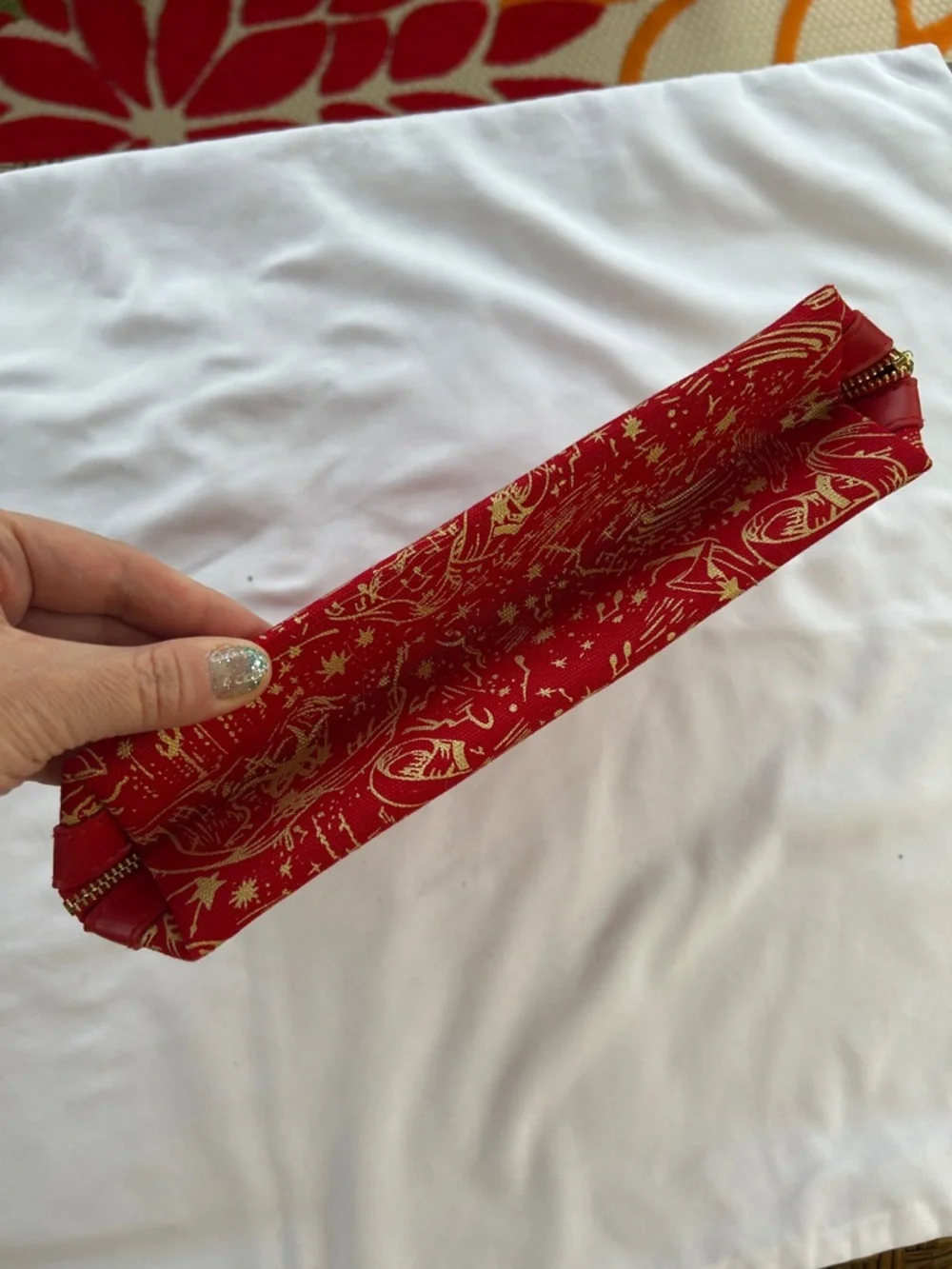 NWT Carolina Herrera Holiday Opera Special Edition Cosmetic Bag - Red & Gold